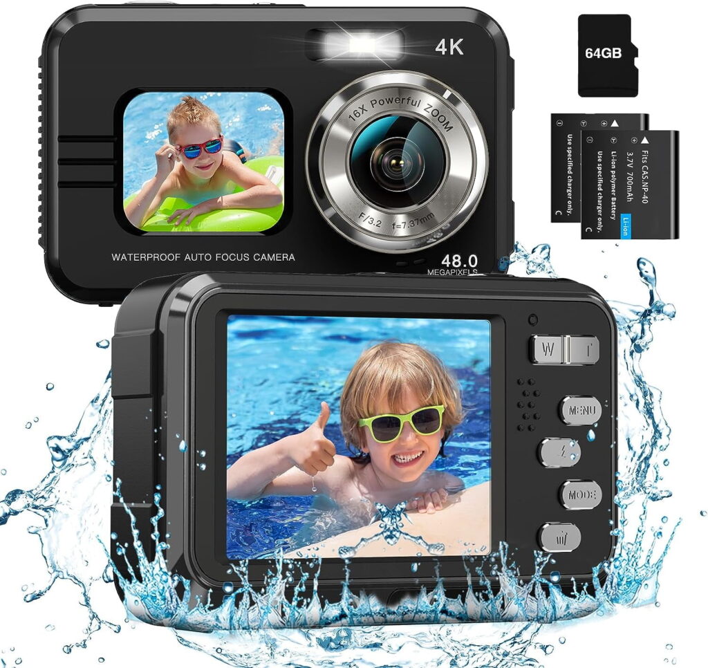 VILINICE Updated Waterproof Camera Underwater Camera 64GB Card Included Dual Screens Selfie 48MP ...