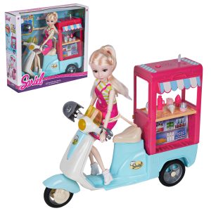 VILINICE Doll & Bike Toy Set, Includes Helmet Accessory & Dessert Box and Motorcycle, Multicolor, 12.79 in