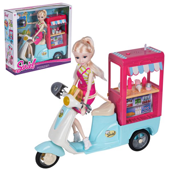 VILINICE Doll & Bike Toy Set, Includes Helmet Accessory & Dessert Box and Motorcycle, Multicolor, 12.79 in