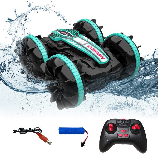 Remote Control Cars, 4WD off Road Stunt Car 2.4GHz Land Water 2 in 1 Remote Control-GREEN