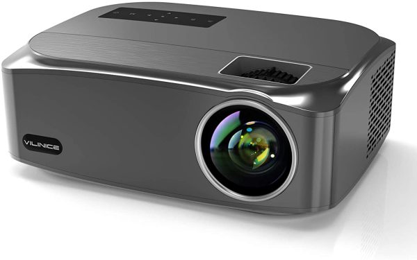 VILINICE Native 1080P Projector, 2022 Upgraded 7500 Lux Outdoor Movie Projector with 100" Projector Screen, Home Theater Projector Compatible with TV Stick, HDMI, USB, VGA