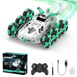 VILINICE Remote Control Car, 6WD Transforming RC Stunt Car, 2.4GHz Rechargeable Toy Car for Boys and Girls, Green, 6.5+ MPH