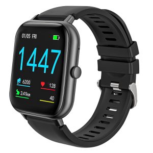 Smart Watch, 1.43 in Fitness Tracker, Black Case with Black Sport Band, New 1 Count