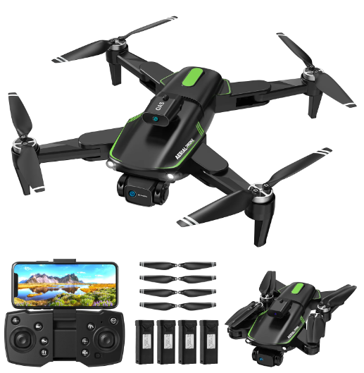 Drone with Camera 4k for Adults, Dual HD Cameras 90°Adjustable Lens, Brushless Motor, Optical Flow Positioning, Headless Mode, 12.6*11*2.8in