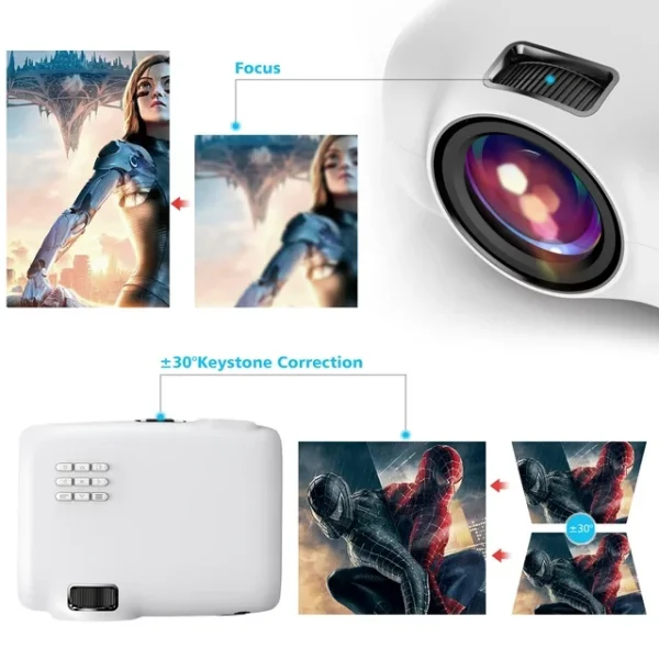 VILINICE Mini Projector, 6500L Movie Projector, 1080P and 240" LCD Display Supported, Home Theater Projector Compatible with TV Stick, PS4, HDMI, USB, VGA