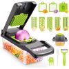 Upgrade Mini Vegetable Chopper, Multifunctional 13-in-1 Food Choppers Onion Chopper Vegetable Slicer Cutter Dicer Veggie chopper with 8 Blades,Colander Basket,Container for Salad Potato Carrot Garlic