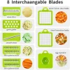 Upgrade Mini Vegetable Chopper, Multifunctional 13-in-1 Food Choppers Onion Chopper Vegetable Slicer Cutter Dicer Veggie chopper with 8 Blades,Colander Basket,Container for Salad Potato Carrot Garlic
