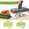 Upgrade Mini Vegetable Chopper, Multifunctional 13-in-1 Food Choppers Onion Chopper Vegetable Slicer Cutter Dicer Veggie chopper with 8 Blades,Colander Basket,Container for Salad Potato Carrot Garlic