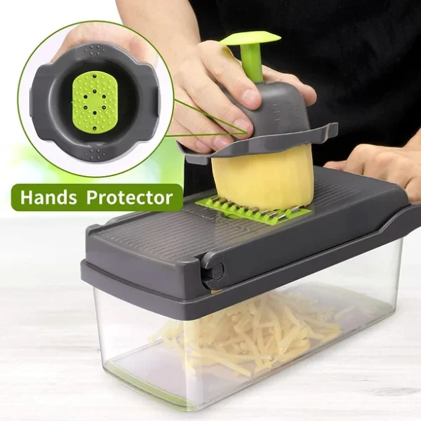 Upgrade Mini Vegetable Chopper, Multifunctional 13-in-1 Food Choppers Onion Chopper Vegetable Slicer Cutter Dicer Veggie chopper with 8 Blades,Colander Basket,Container for Salad Potato Carrot Garlic