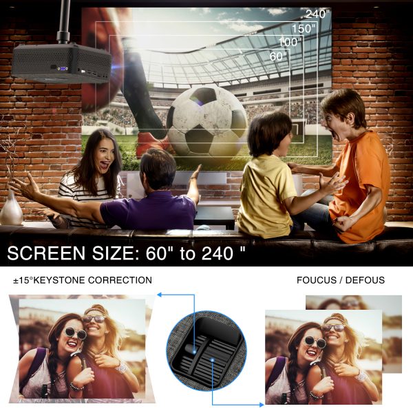VILINICE Mini WiFi Projector, HD 1080P and 240" LCD Display, with Bluetooth for Home Cinema & Outdoor Movie