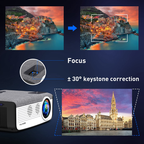 5G WiFi Bluetooth Projector, 8500L Native 1080P Projector with 100" Projector Screen, 4K and 300" LCD Display Supported Movie Projector, Home Theater Projector Compatible with iOS/Android