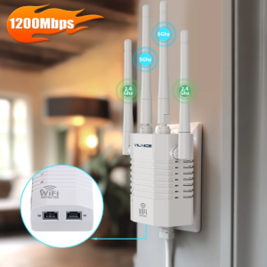VILINICE WIFI Extender 1200Mbps, 8800sq.ft with Ethernet Port, 35+ Devices Support, Dual Band 2.4GHz & 5GHz WIFI Signal Booster, Internet Extender, Internet Booster for Smart Home