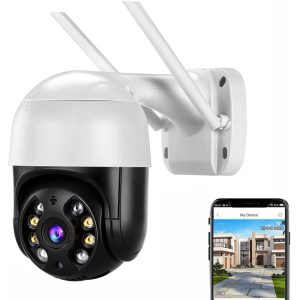 Security Camera Outdoor, Wireless WiFi IP Camera Home Security System 360°View, Intelligent Motion Detection, auto Tracking, Two Way Talk, HD 1080P pan Tile Full Color Night Vision