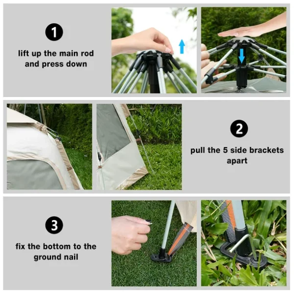 Upgrade 6-8 Family Tent with Removable Rain Fly and Carrying Bag, Waterproof, Easy Setup for Camping/Family Outdoor/Hiking/Backpacking/Beach