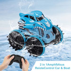 VILINICE Remote Control Car, 2.4GHz Shark Monster Truck Toys, 4WD Waterproof RC Stunt Cars for Boys Girls
