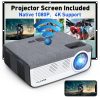 5G WiFi Bluetooth Projector, 8500L Native 1080P Projector with 100" Projector Screen, 4K and 300" LCD Display Supported Movie Projector, Home Theater Projector Compatible with iOS/Android