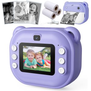 VILINICE Kids Camera Instant Print, 1080P HD Instant Camera with Print Paper, Portable Toddler Toy for 4-9, Purple