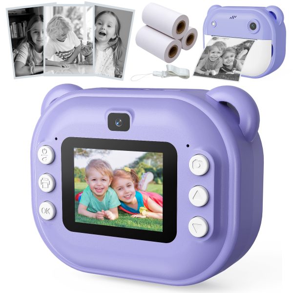 VILINICE Kids Camera Instant Print, 1080P HD Instant Camera with Print Paper, Portable Toddler Toy for 4-9, Purple