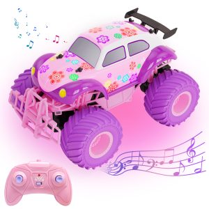Remote Control Cars for Girls, 2.4Ghz All Terrain Girls Off-Road RC Truck with Rechargeable Battery, 4WD RC Car Toys for Girls & Kids Age 5+, Pink, 6.5+ MPH